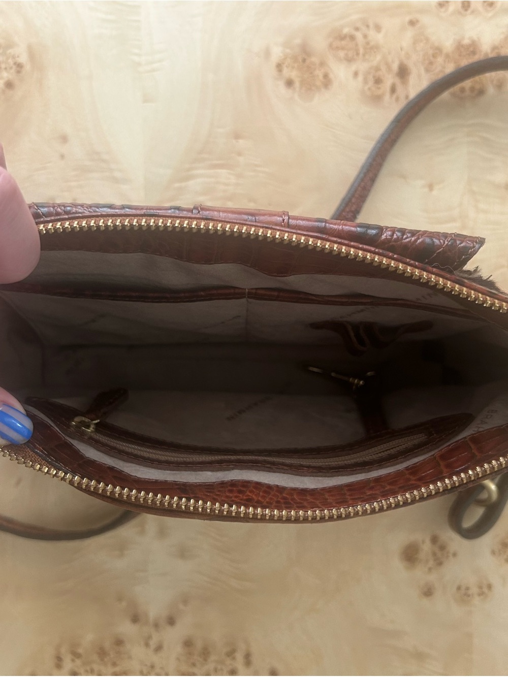 Brahmin Brown Leopard & Croc-Texture Crossbody: please read description - Picture 6 of 6